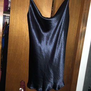 Cowl neck silk mini dress
